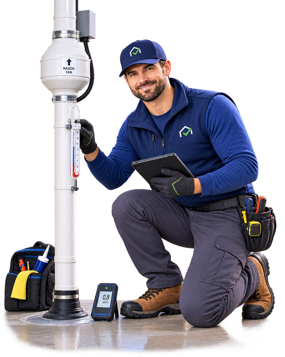 Radon mitigation system installation